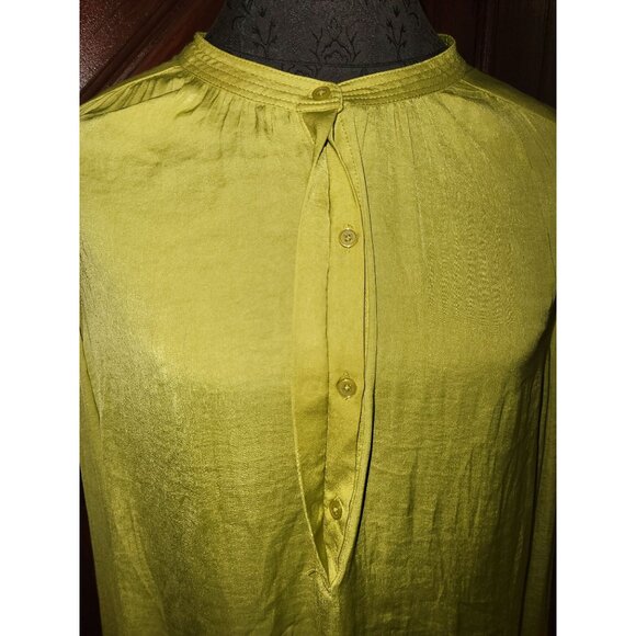 Jones New York Womens XL Lime Green Button-Front Blouse 100% Polyester Long Slee - Picture 2 of 7